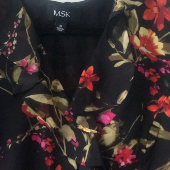 🔴 Chiffon Long Sleeved Ruffled Floral Dress M - Picture 2 of 6